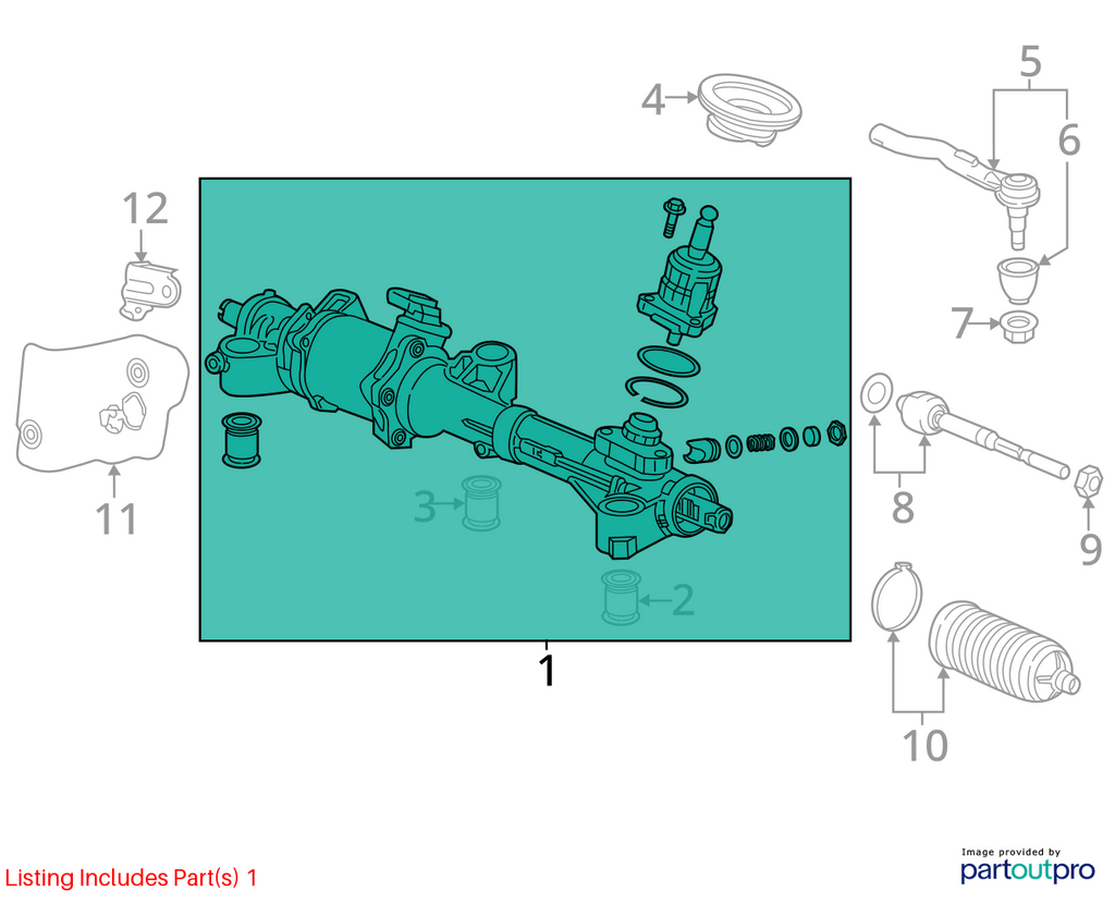 Used Rack and Pinion Assembly fits: 2015 Acura Mdx Power Rack and Pinion Grade B