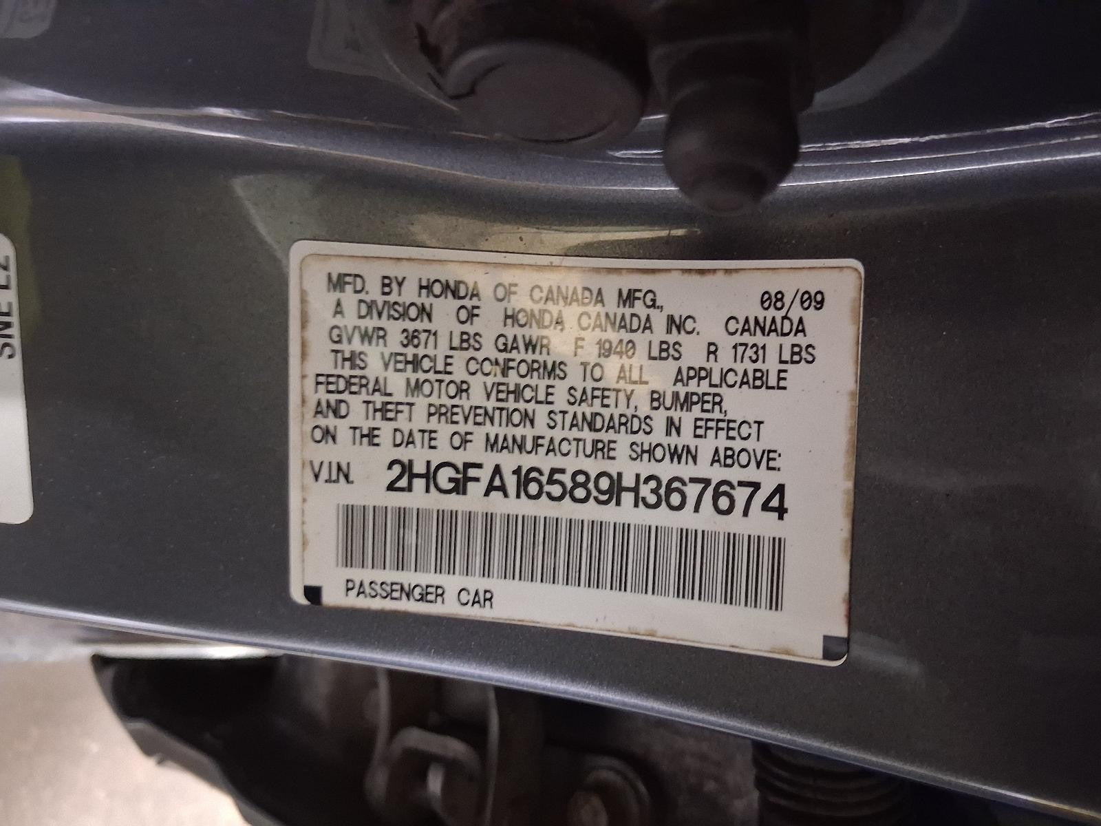 Used Rear Right Door Window Regulator Rear fits: 2009 Honda Civic electric Rear