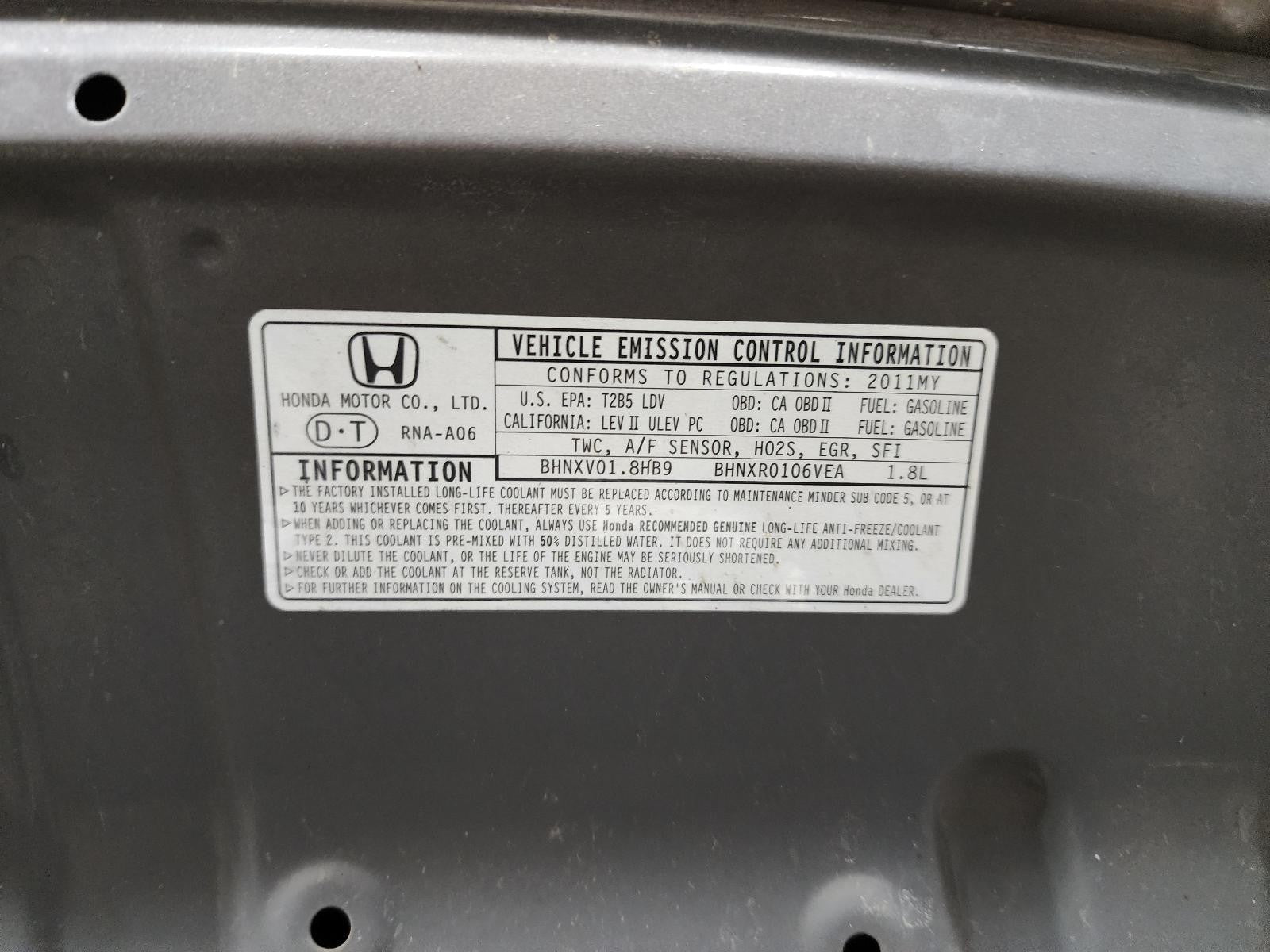 Used Engine Complete Assembly fits: 2011 Honda Civic 1.8L VIN 1 6th digit gasoli