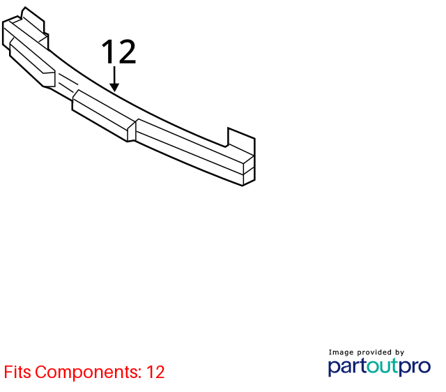 Used Front Bumper Reinforcement Front fits: 2012 Hyundai Sonata VIN C 8th digit