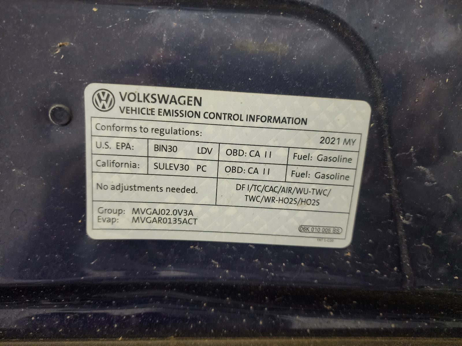 Used Right Tail Light Assembly fits: 2021 Volkswagen Tiguan Mexico built VIN 3 1