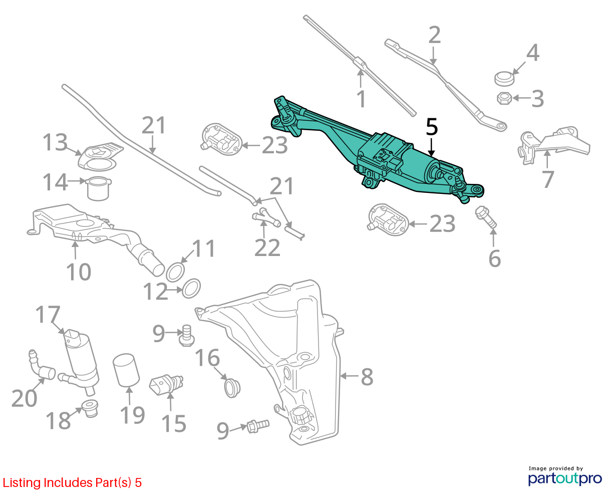 Used Windshield Wiper Motor fits: 2013 Audi A5 includes linkage Cpe Grade A
