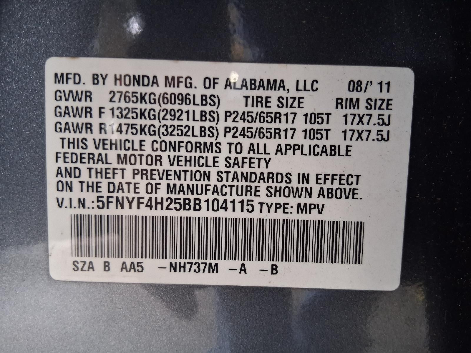 Used Windshield Wiper Motor fits: 2011 Honda Pilot  Grade A
