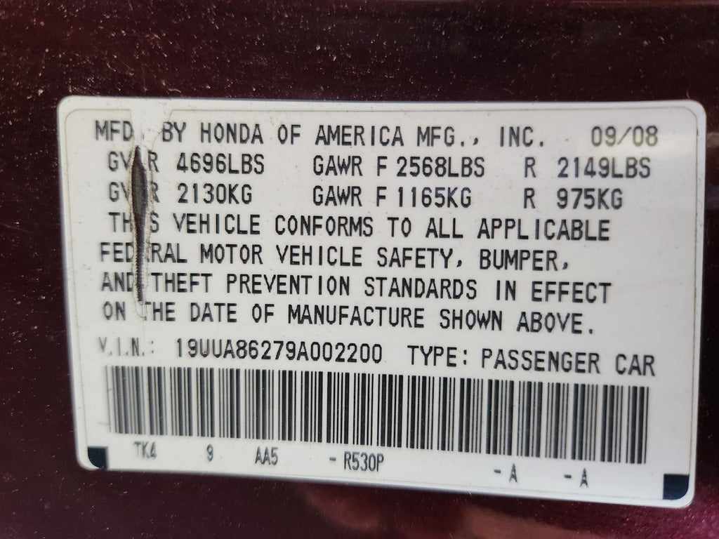 Used Rear Left Door Assembly Rear Side fits: 2009 Acura Tl electric Rear Left Gr