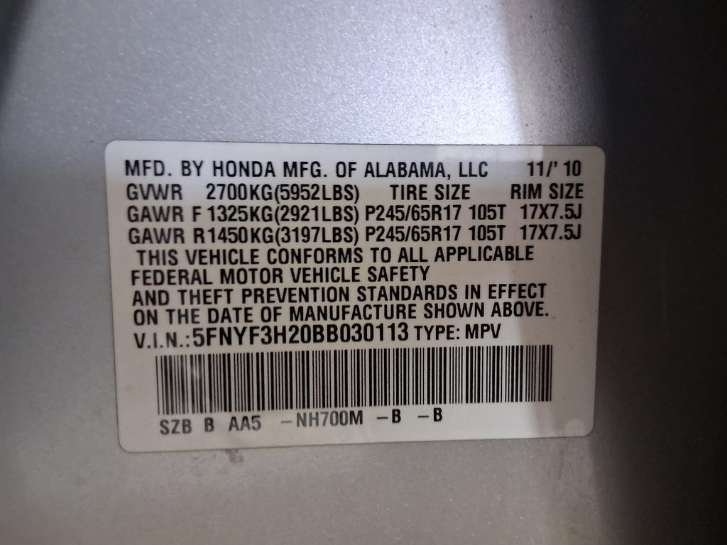 Used Rear Left Door Window Regulator Rear fits: 2011 Honda Pilot electric Rear L