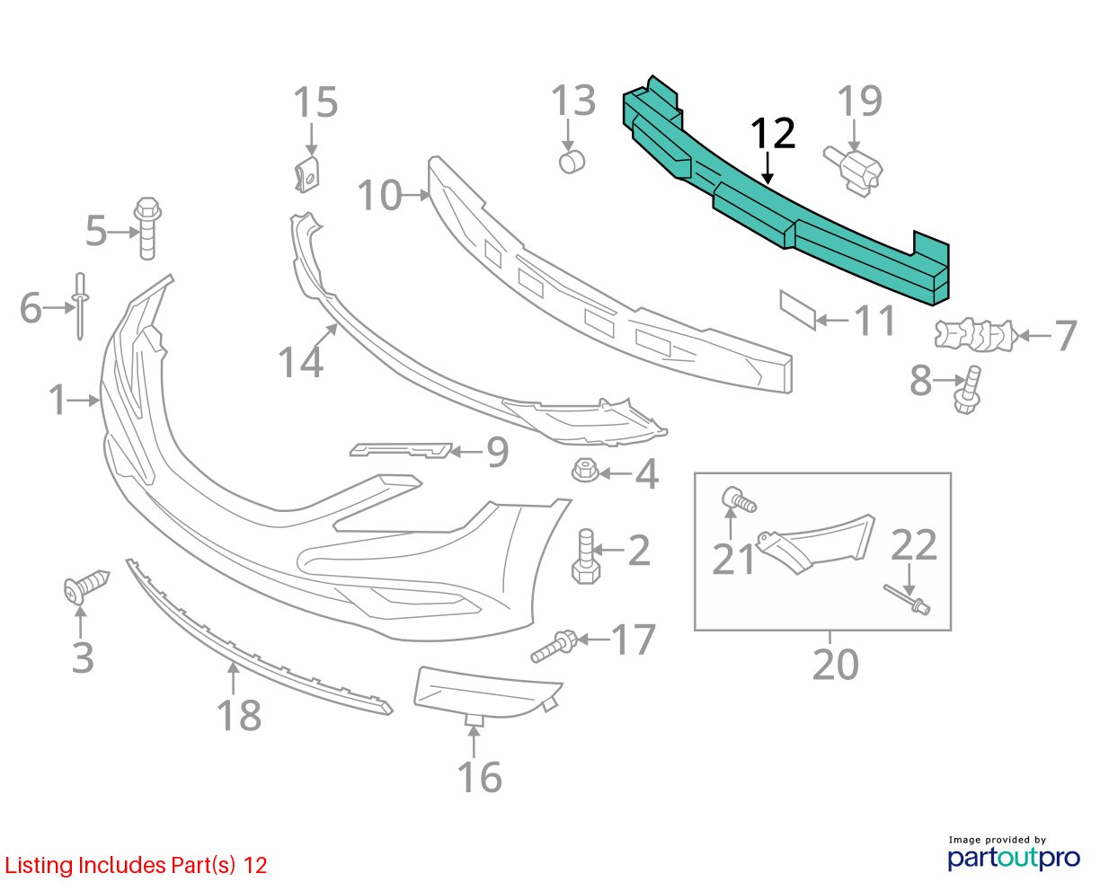 Used Front Bumper Reinforcement Front fits: 2013 Hyundai Sonata VIN C 8th digit