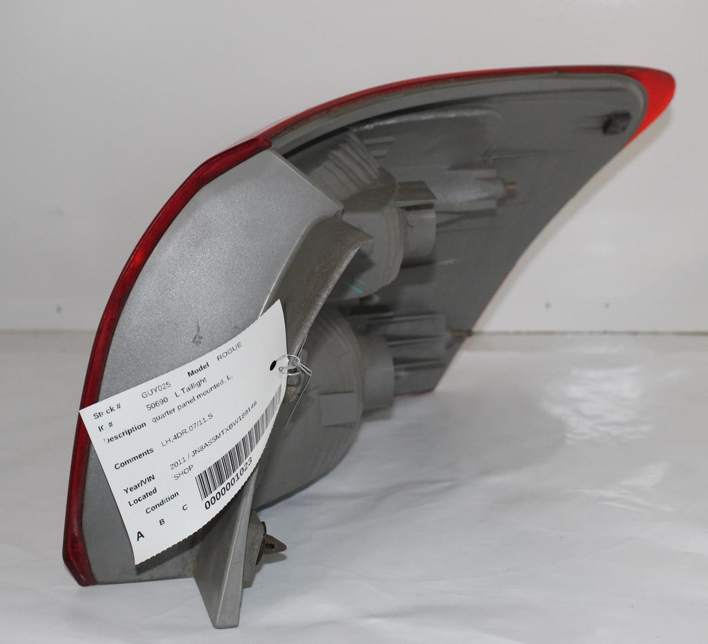 Used Left Tail Light Assembly fits: 2011 Nissan Rogue quarter panel mounted Left