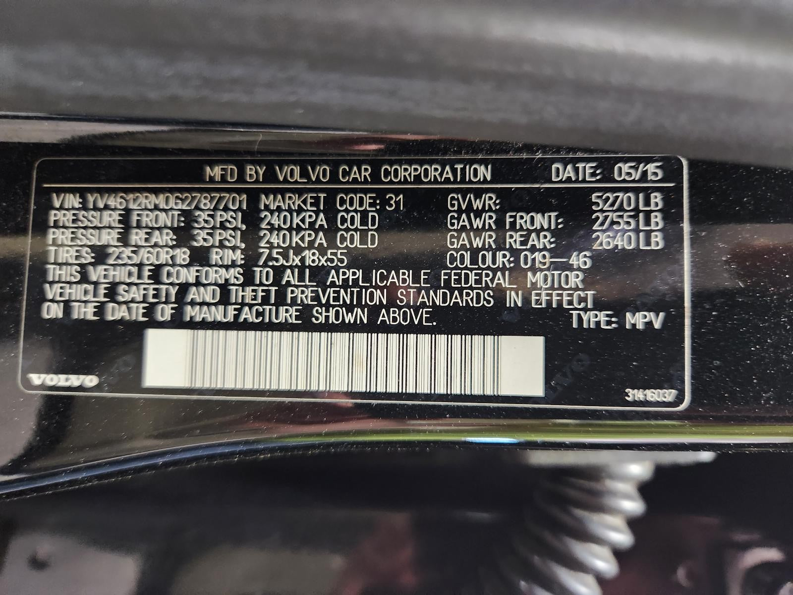 Used Right Tail Light Assembly fits: 2016 Volvo XC60 XC60 Right Grade A