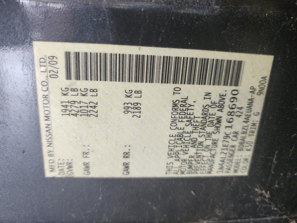 Used Alternator fits: 2009 Nissan Altima 2.5L 4 cylinder w/o Hybrid Grade A