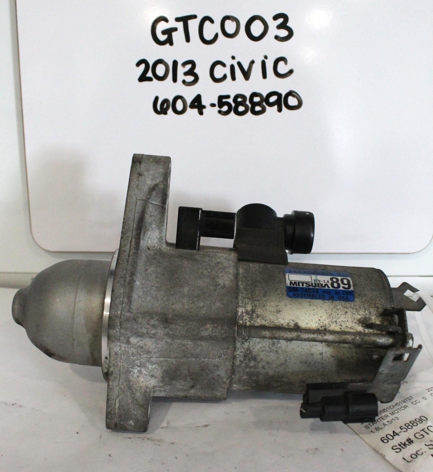 Used Starter Motor fits: 2013 Honda Civic 2.0 Grade A