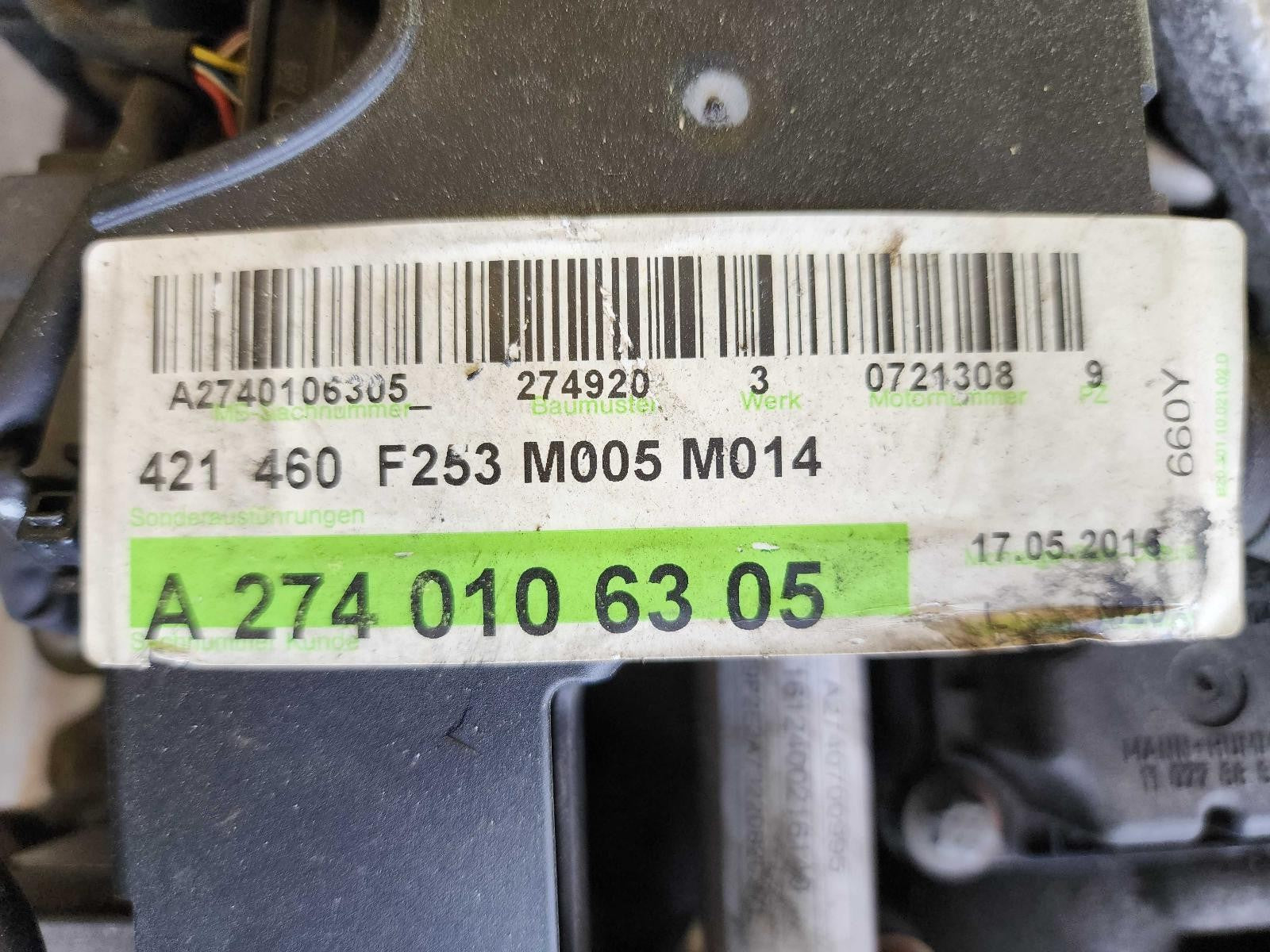Used Engine Complete Assembly fits: 2016 Mercedes-benz Mercedes glc-class 205 Ty