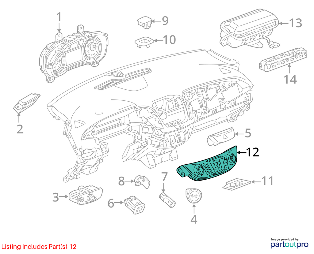 Used A/C Selector Switch fits: 2022 Chevrolet Malibu w/o heated and cooled seats