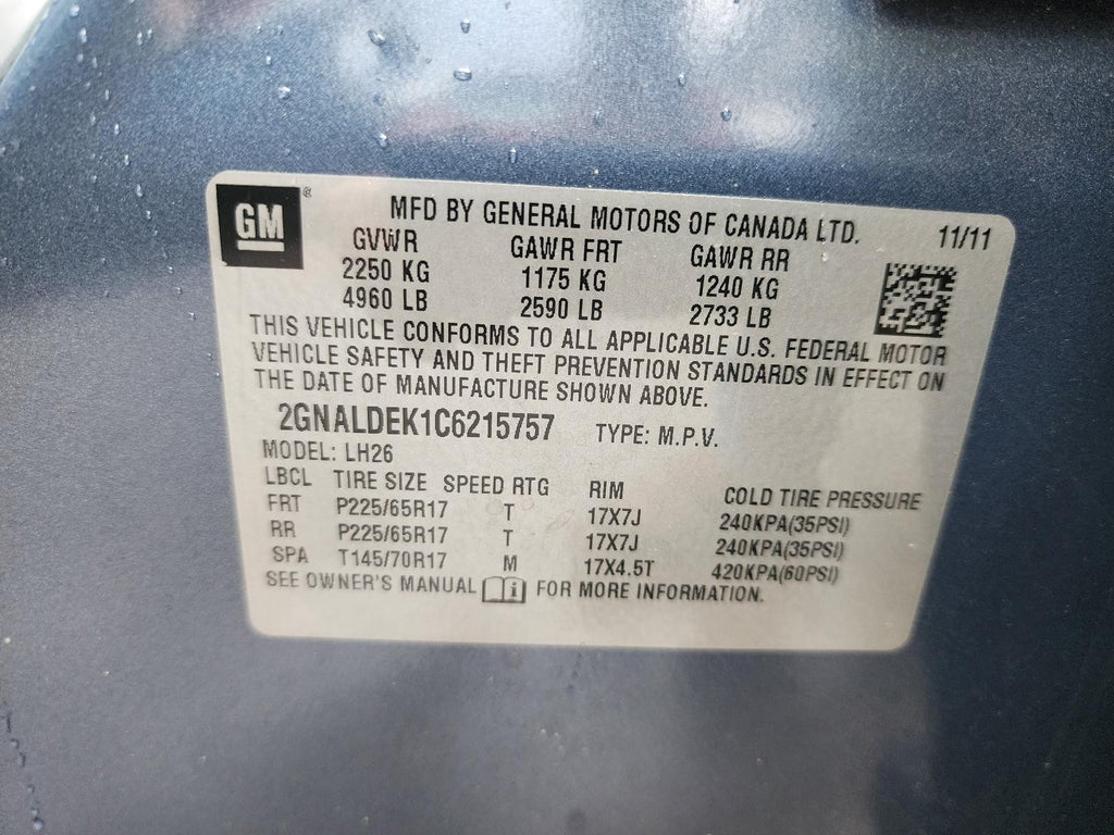 Used Automatic Transmission Assembly fits: 2012 Chevrolet Equinox AT 6 Speed FWD