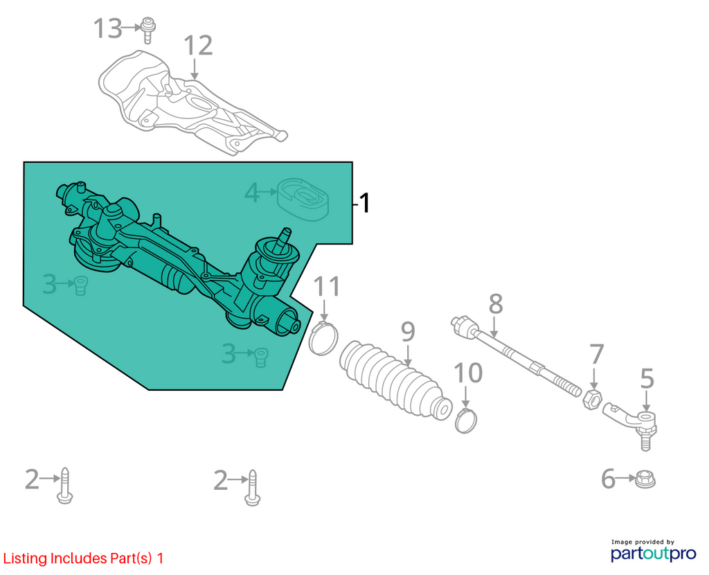 Used Rack and Pinion Assembly fits: 2021 Volkswagen Tiguan power rack and pinion