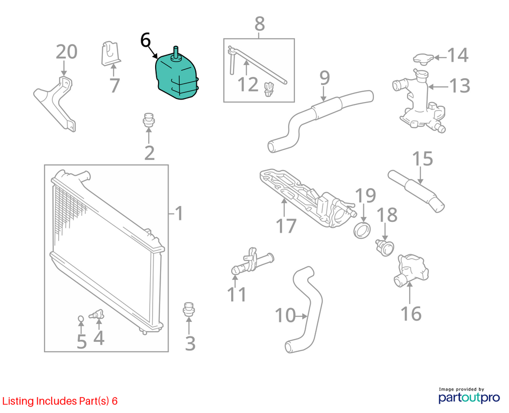 Used Engine Coolant Reservoir fits: 2002 Lexus ES300 Japan built 3.0L 1MZFE engi