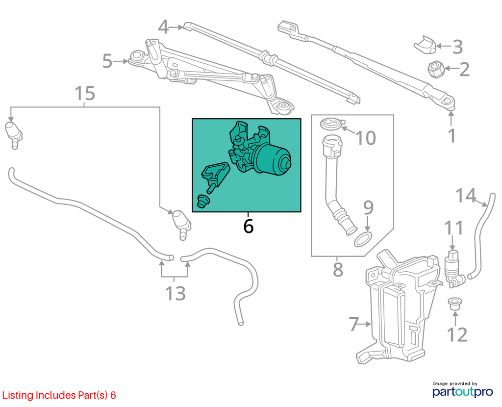 Used Windshield Wiper Motor fits: 2014 Buick Encore  Grade A