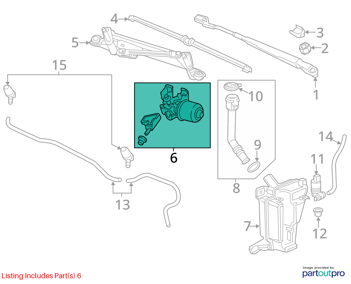 Used Windshield Wiper Motor fits: 2014 Buick Encore  Grade A