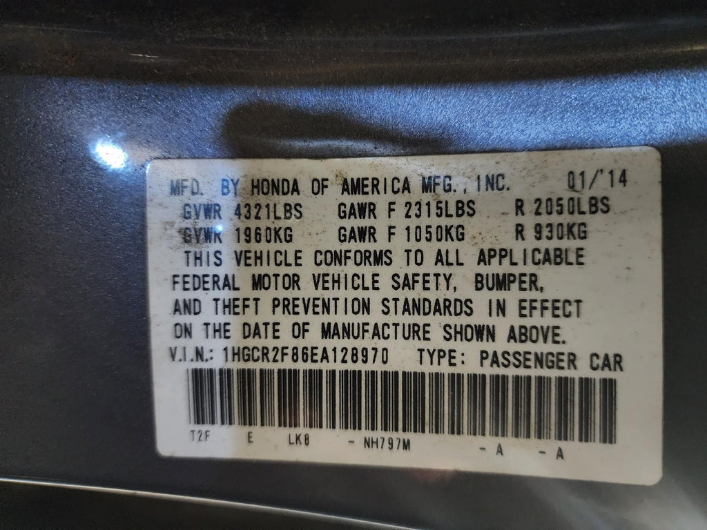 Used Front Left Door Window Regulator Front fits: 2014 Honda Accord electric Sed