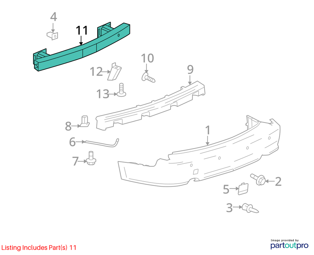 Used Rear Bumper Reinforcement Rear fits: 2006 Cadillac Srx Rear Grade A