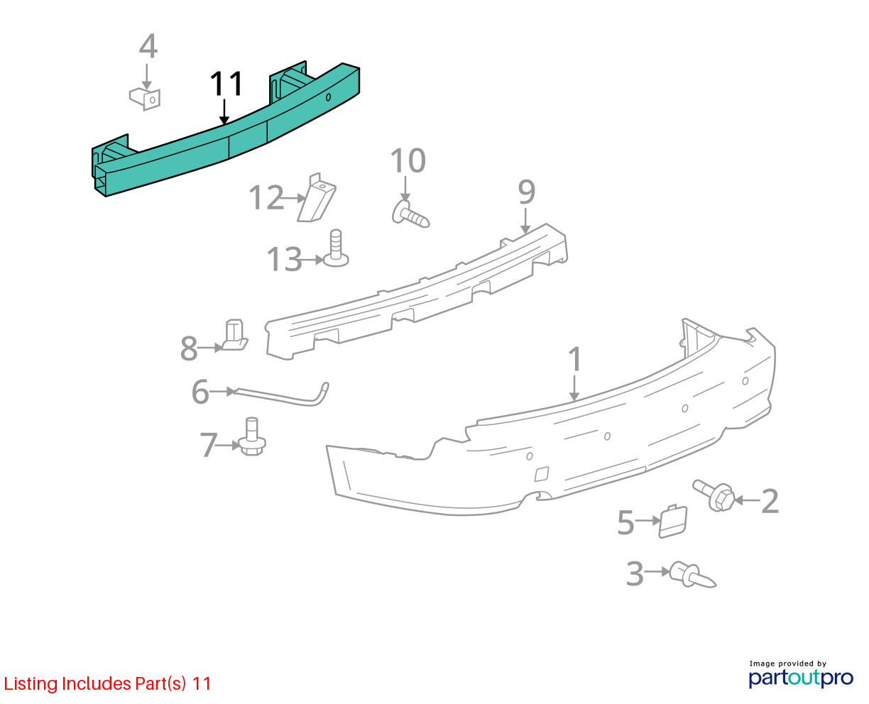 Used Rear Bumper Reinforcement Rear fits: 2006 Cadillac Srx Rear Grade A