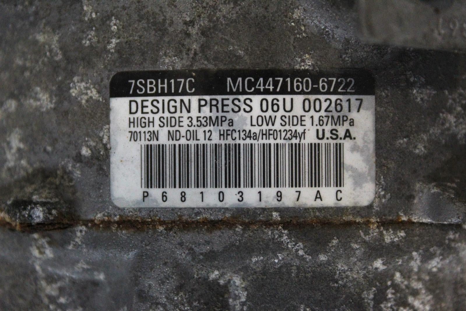 Used A/C Compressor fits: 2017 Jeep Cherokee 2.4 Grade B