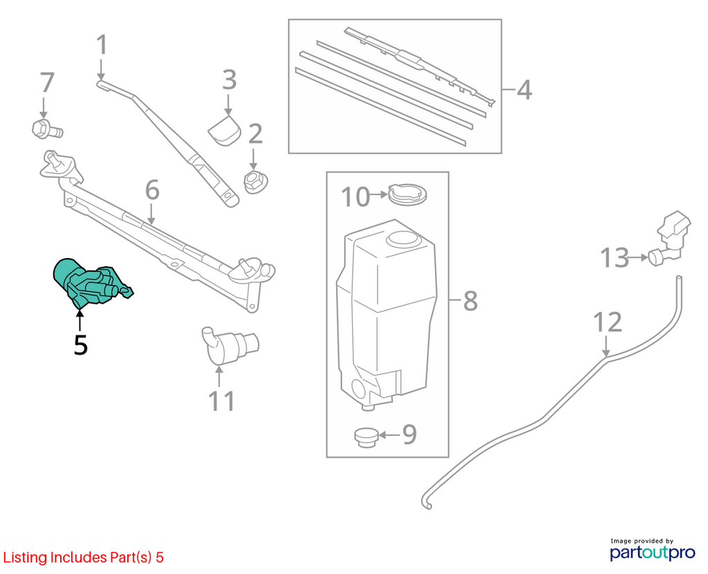 Used Windshield Wiper Motor fits: 2020 Toyota Tacoma  Grade A