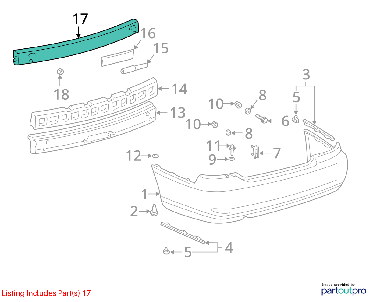 Used Rear Bumper Reinforcement Rear fits: 2002 Lexus ES300 Rear Grade A