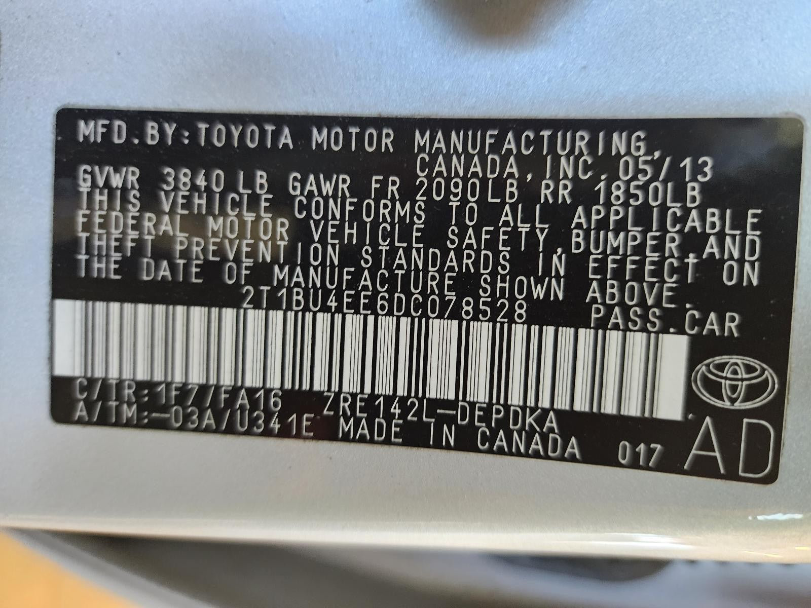 Used Air Cleaner Assembly fits: 2013 Toyota Corolla 1.8L 2ZRFE engine Grade A