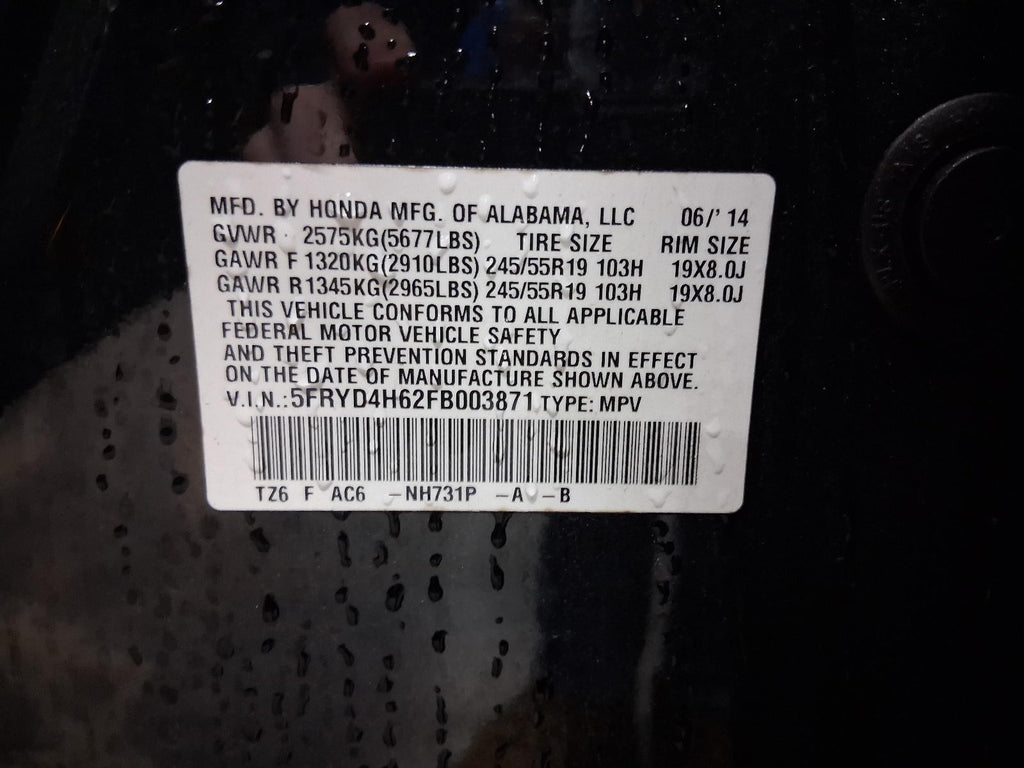 Used Front Center Interior Rear View Mirror fits: 2015 Acura Mdx Tech VIN 4 and