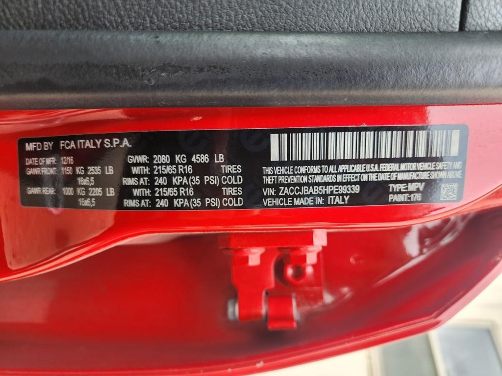 Used Left Inner Tail Light Assembly fits: 2017 Jeep Renegade inner flat black be