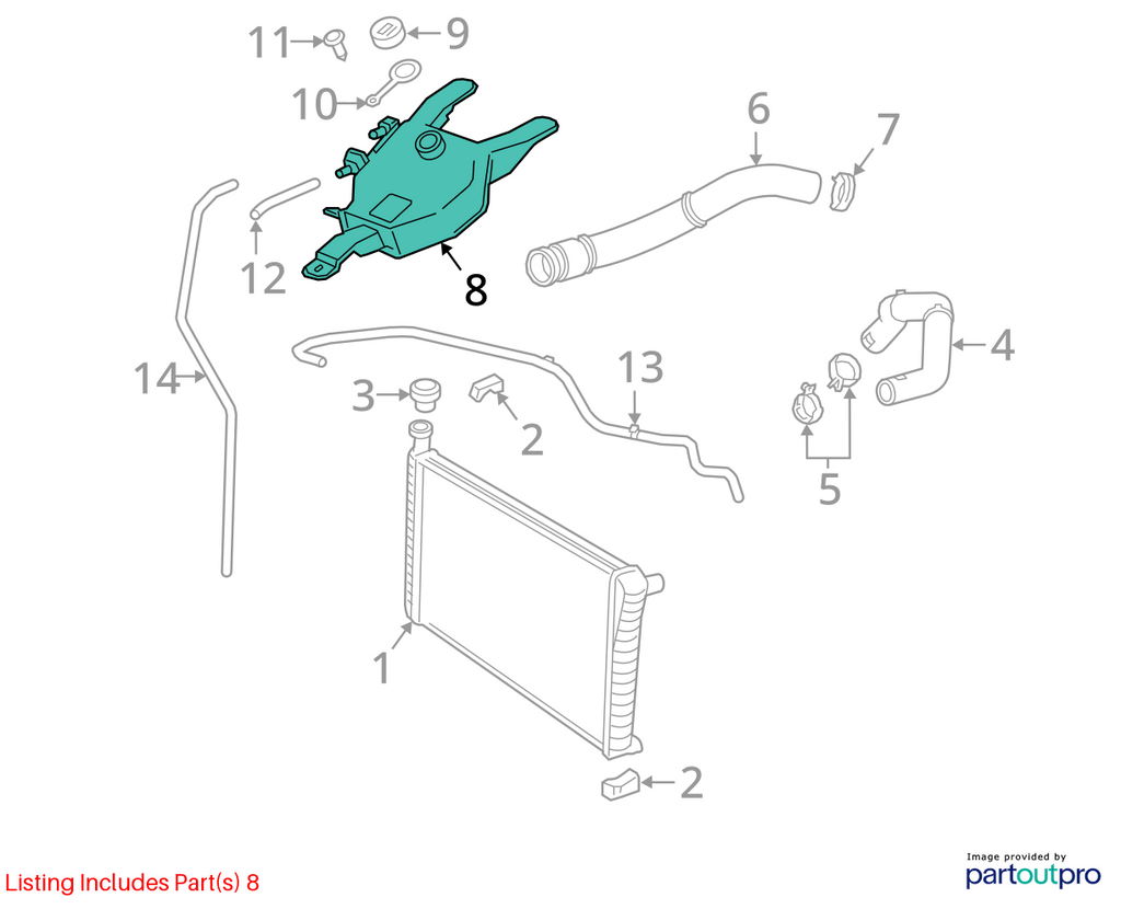 Used Engine Coolant Reservoir fits: 2010 Chevrolet Express 3500 van gasoline Gra