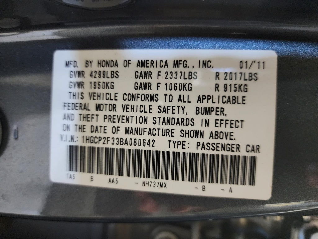 Used Alternator fits: 2011 Honda Accord 2.4 Grade C