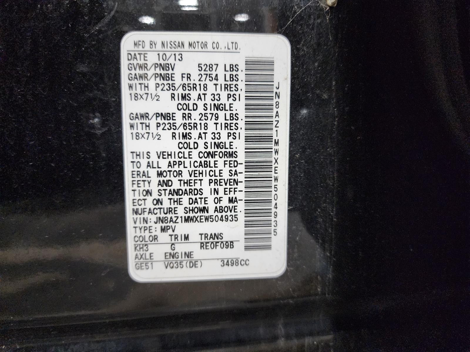 Used Rack and Pinion Assembly fits: 2014 Nissan Murano Power Rack and Pinion 4 D