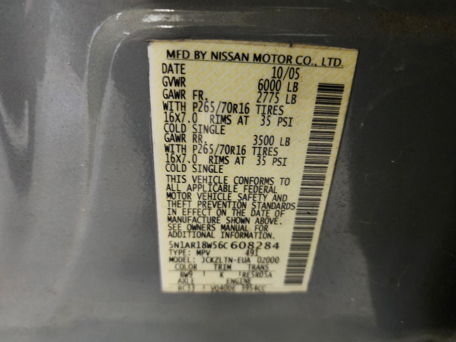 Used A/C Compressor fits: 2006 Nissan Pathfinder 4.0L 6 cylinder Grade C