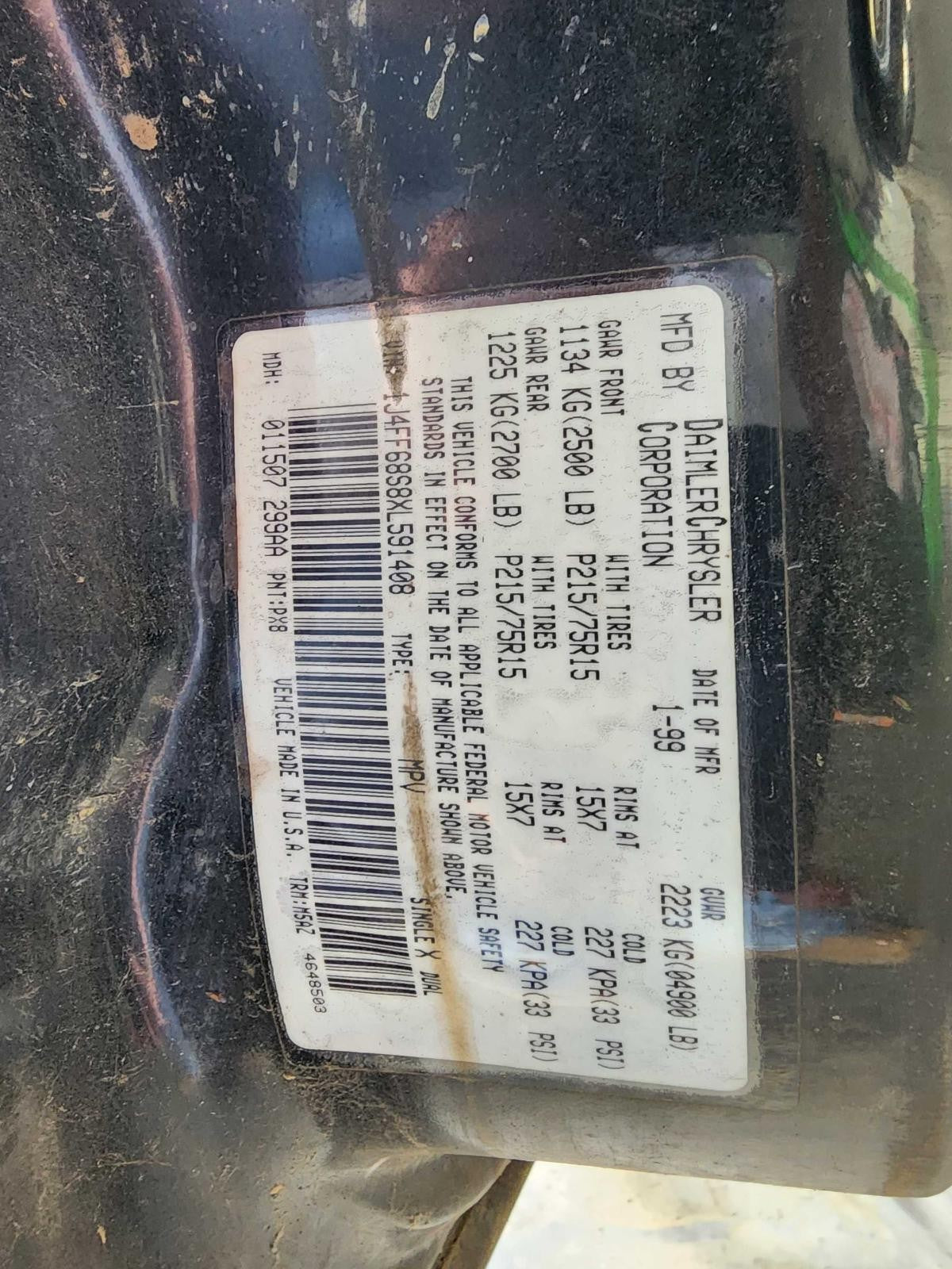 Used Speedometer Gauge fits: 1999 Jeep Cherokee cluster w/o police package w/tac