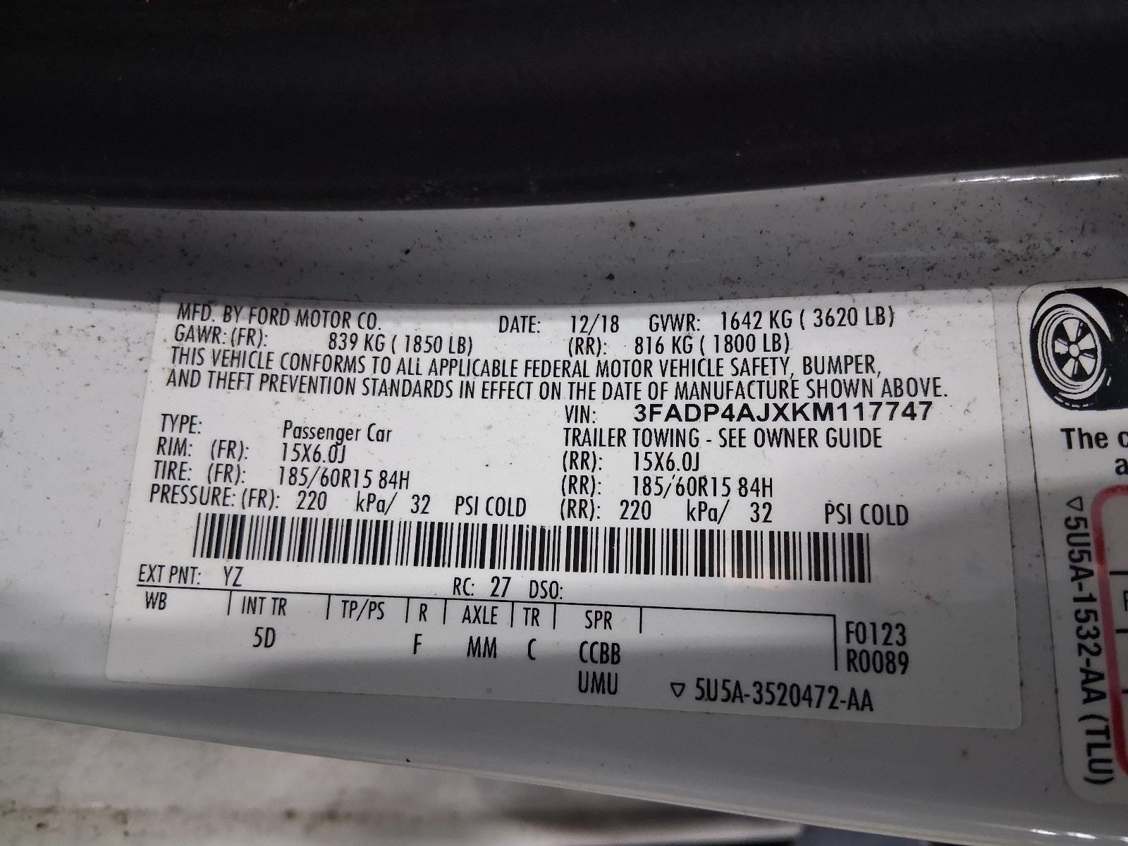 Used Wheel fits: 2019 Ford Fiesta 15x6 16 hole steel Grade A