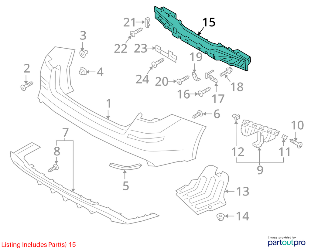 Used Rear Bumper Reinforcement Rear fits: 2019 Kia Optima US built VIN 5 1st dig