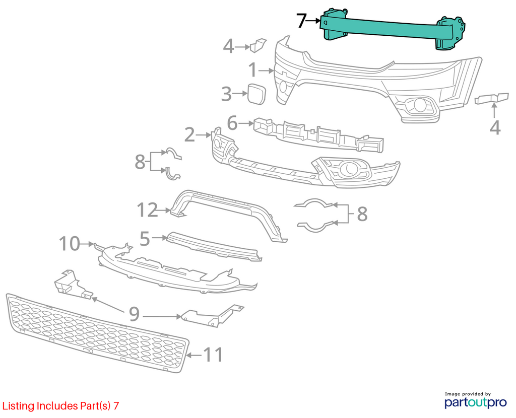 Used Front Bumper Reinforcement Front fits: 2012 Dodge Journey Front Grade A