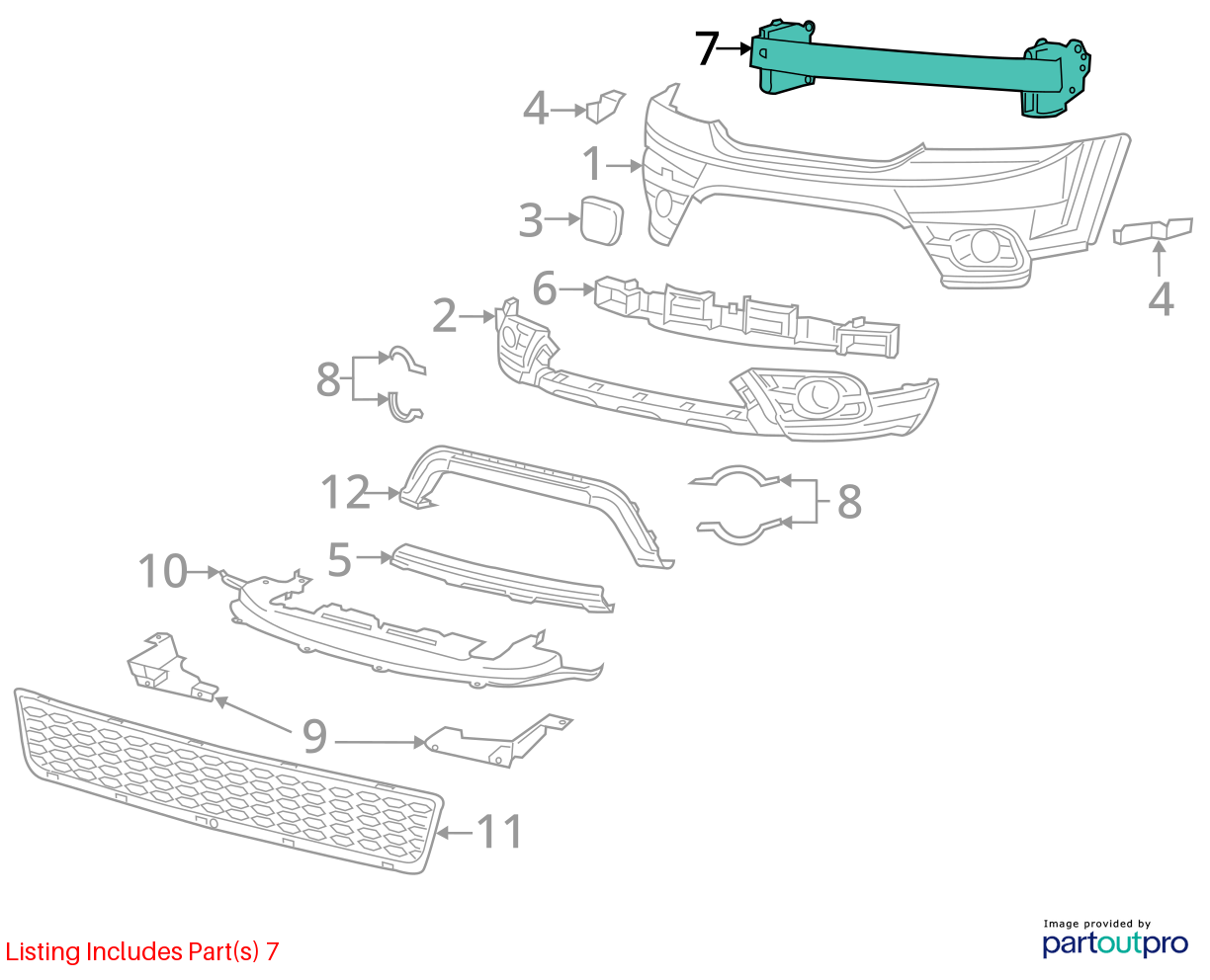 Used Front Bumper Reinforcement Front fits: 2012 Dodge Journey Front Grade A