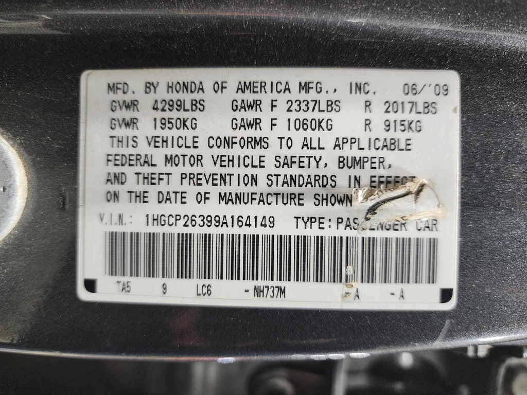 Used Starter Motor fits: 2009 Honda Accord 2.4L California emissions AT Grade C