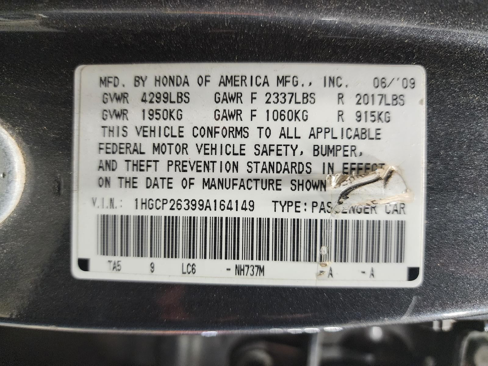 Used Starter Motor fits: 2009 Honda Accord 2.4L California emissions AT Grade C