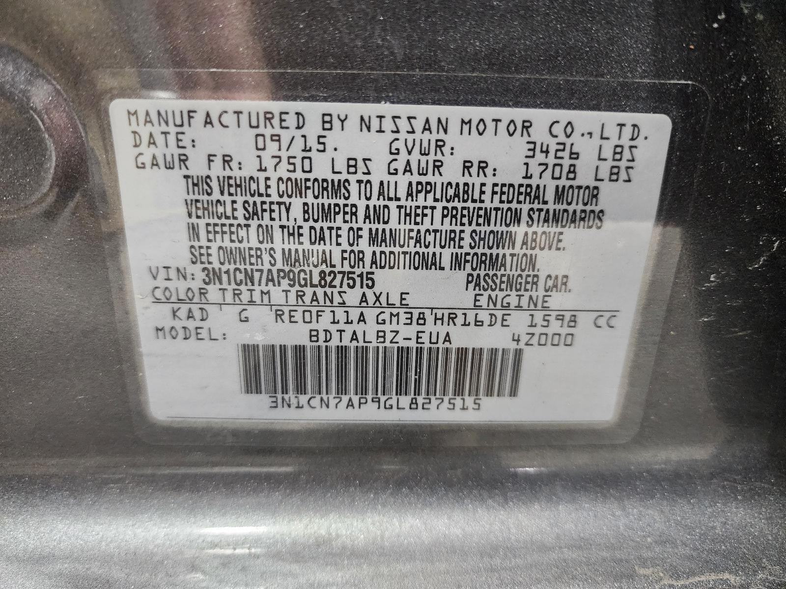 Used Front Right Drive Axle Shaft fits: 2016 Nissan Versa Front Axle Sdn AT CVT