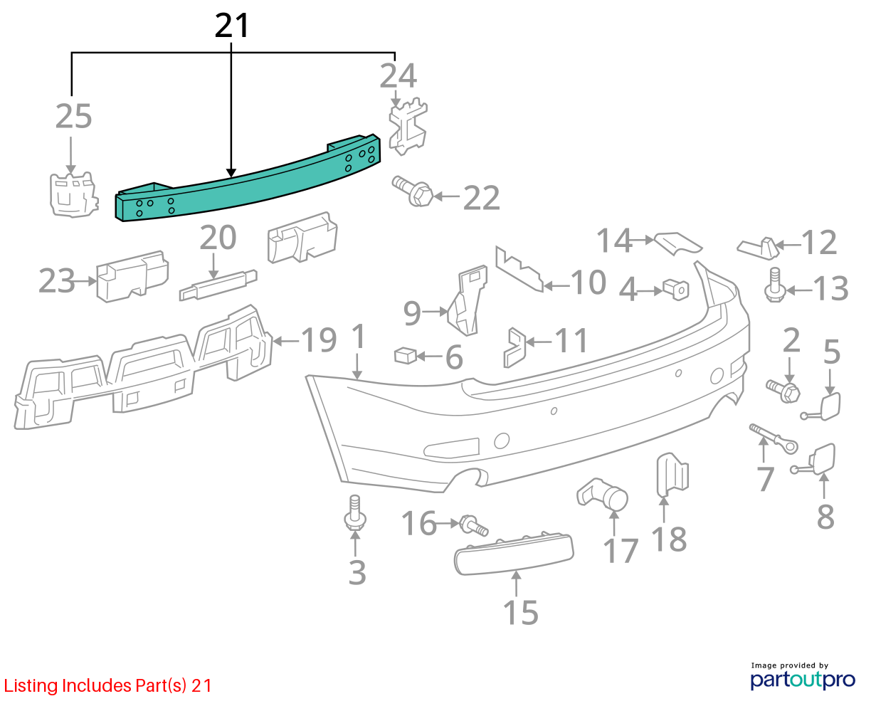 Used Rear Bumper Reinforcement Rear fits: 2006 Lexus IS250 Rear Grade A