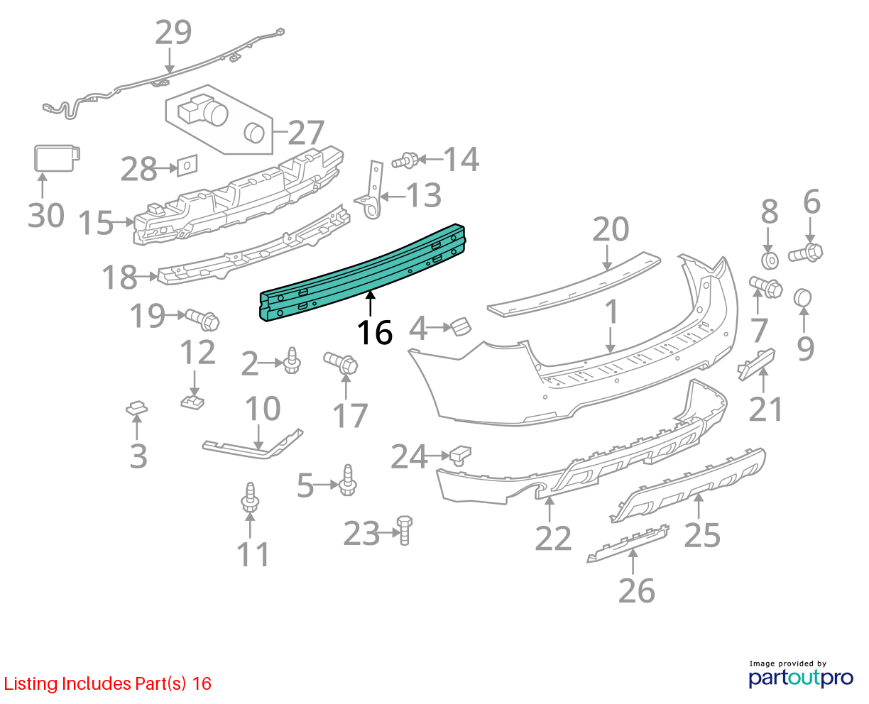 Used Rear Bumper Reinforcement Rear fits: 2017 Chevrolet Equinox Rear Grade A