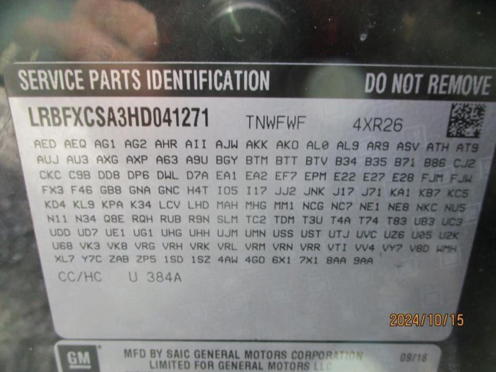 BUICK ENVISION Engine 2.5L (VIN A, 8th digit, opt LCV), AWD 17 18 19 20