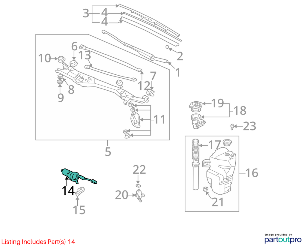 Used Windshield Wiper Motor fits: 1992 Acura Legend  Grade A