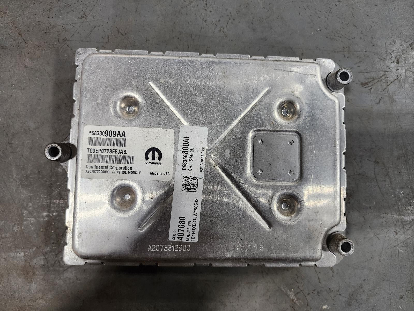 Used Engine Control Module (ECM) fits: 2018 Jeep Wrangler Electronic Control Mod