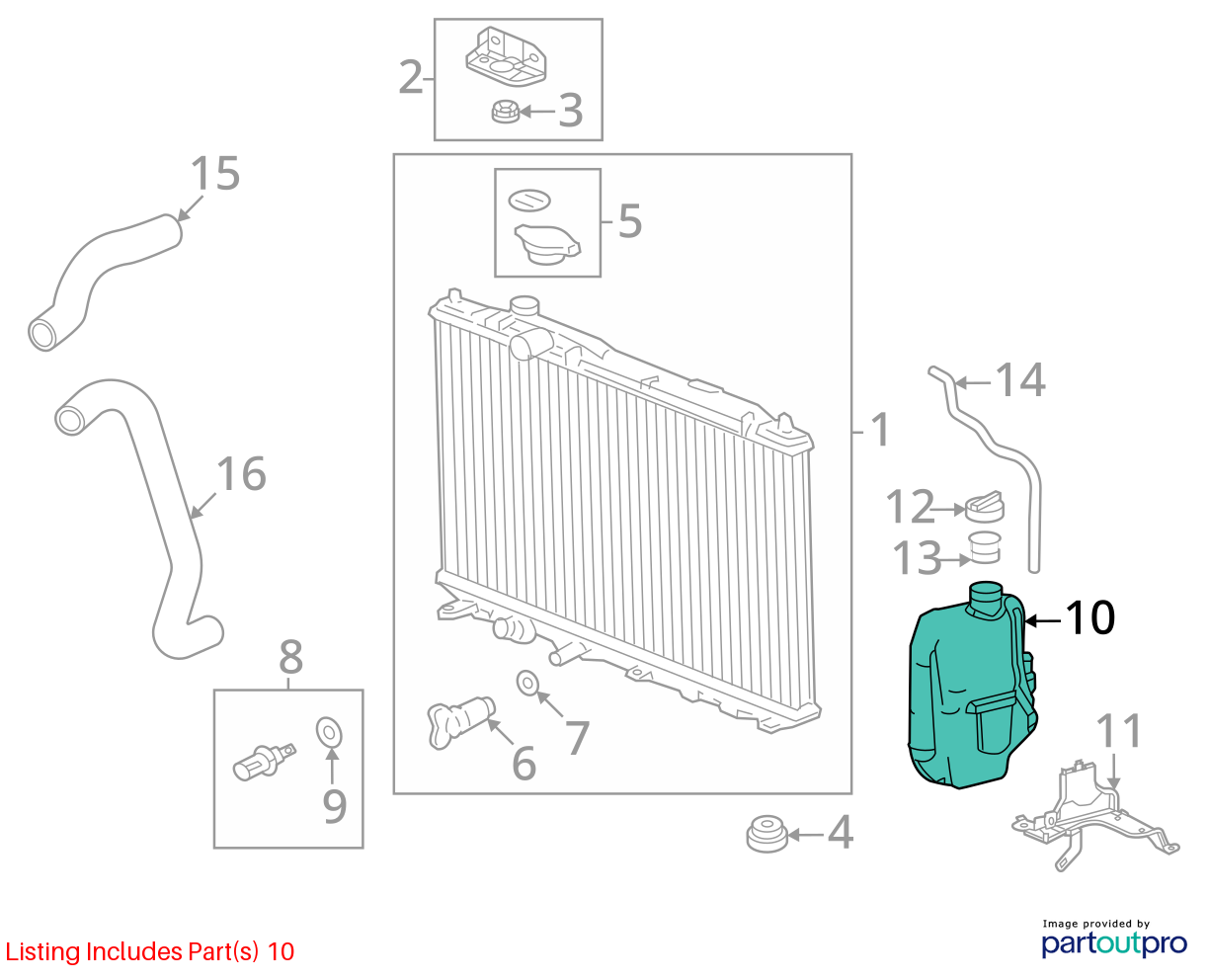 Used Engine Coolant Reservoir fits: 2025 Honda Civic  Grade A