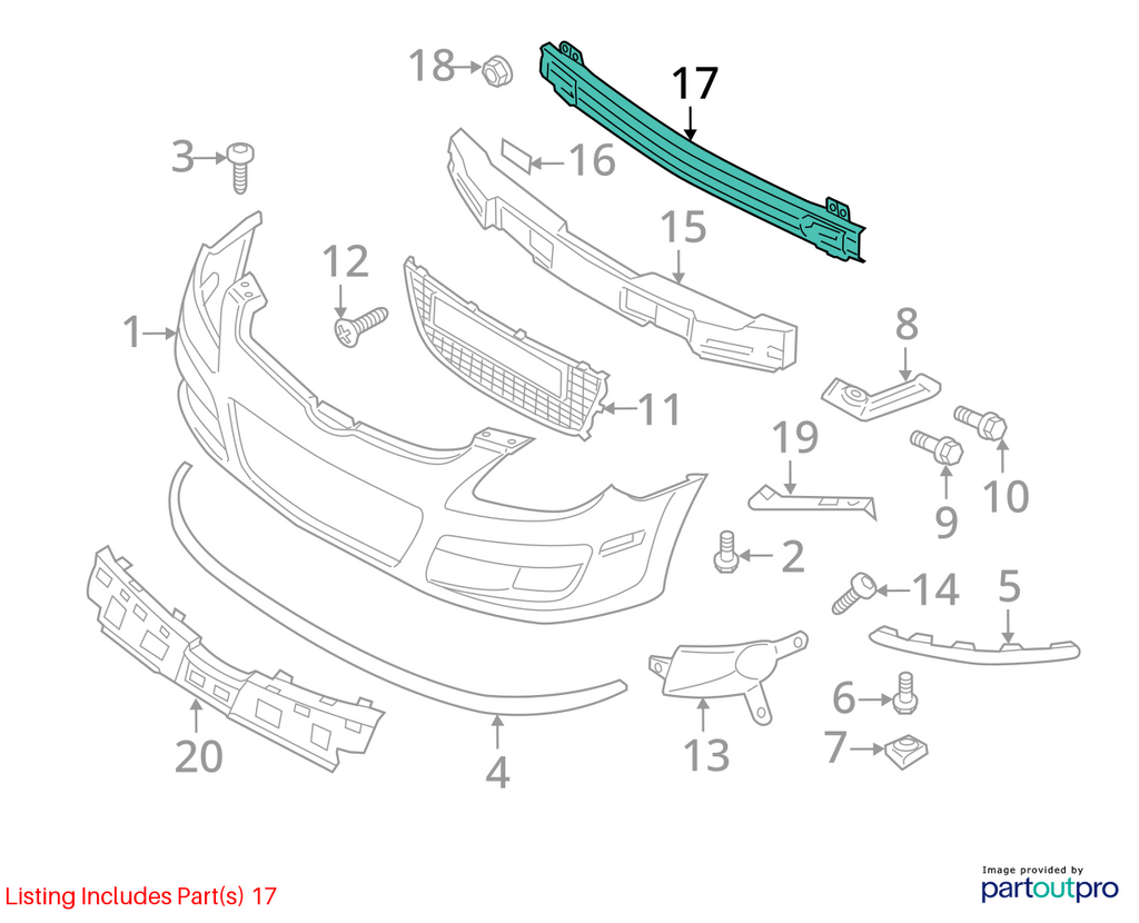 Used Front Bumper Reinforcement Front fits: 2008 Hyundai Elantra Front Grade A