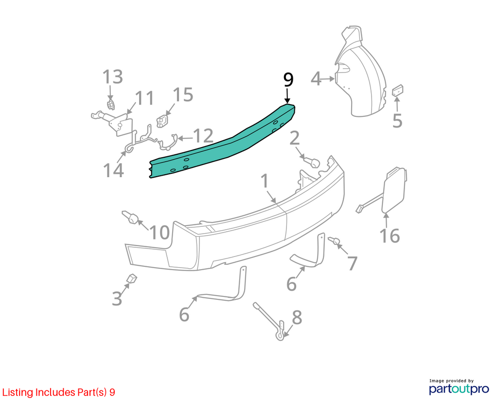 Used Rear Bumper Reinforcement Rear fits: 2006 Cadillac Cts Rear Grade A